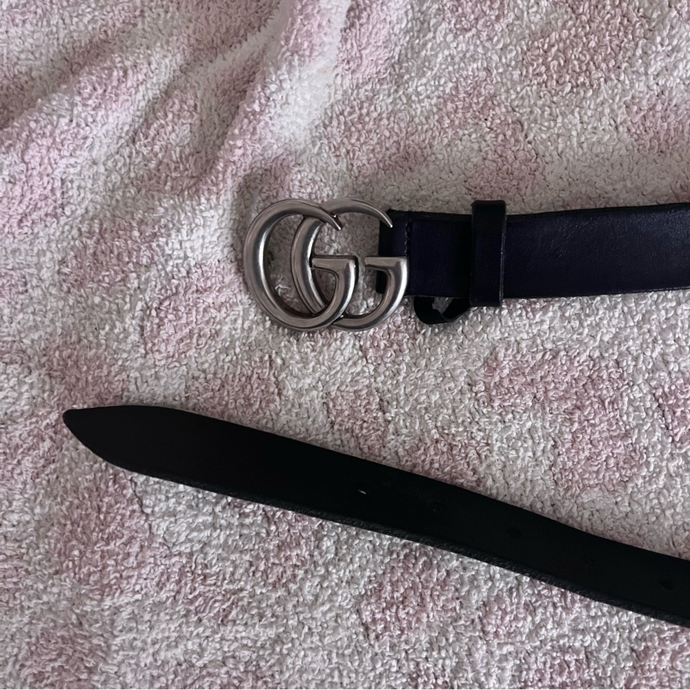 Gucci Black Belt with Silver GG Buckle